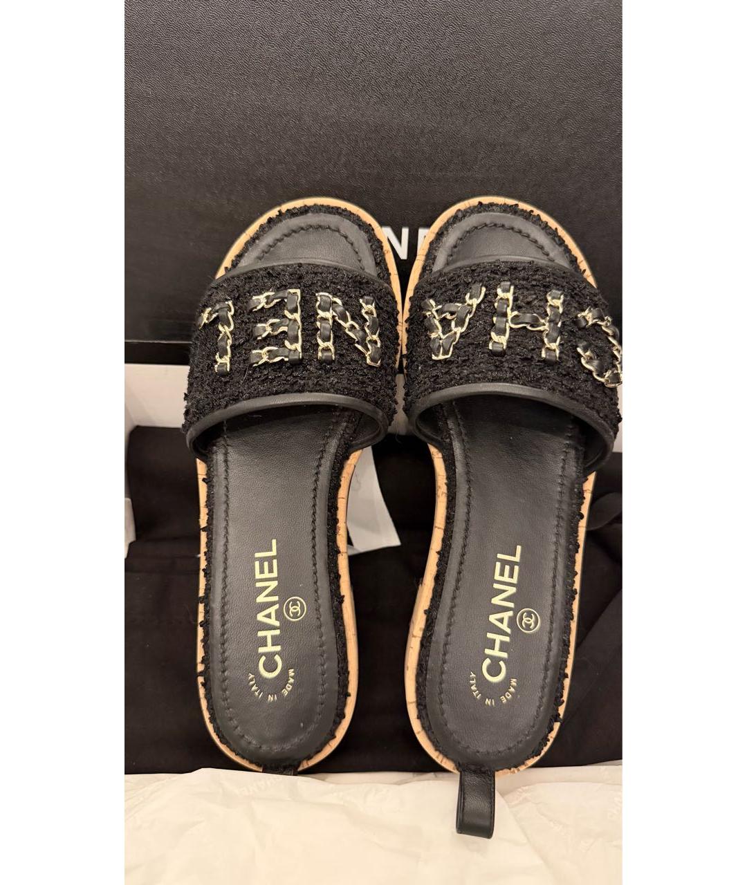 CHANEL Черные шлепанцы, фото 3