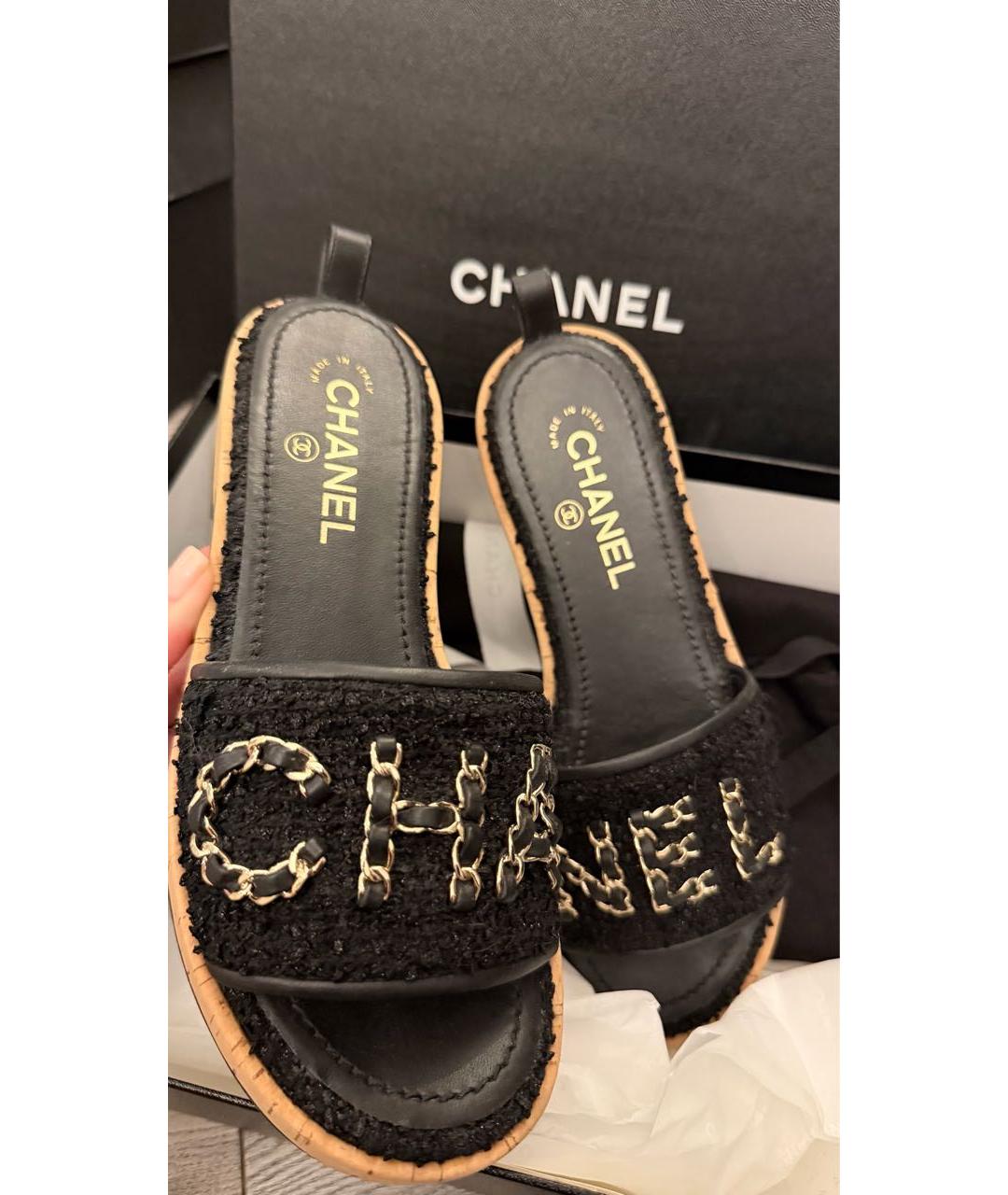 CHANEL Черные шлепанцы, фото 2