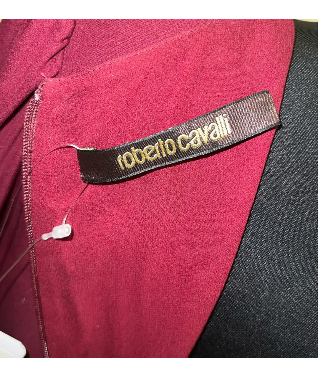 ROBERTO CAVALLI Бордовое шелковое вечернее платье, фото 3