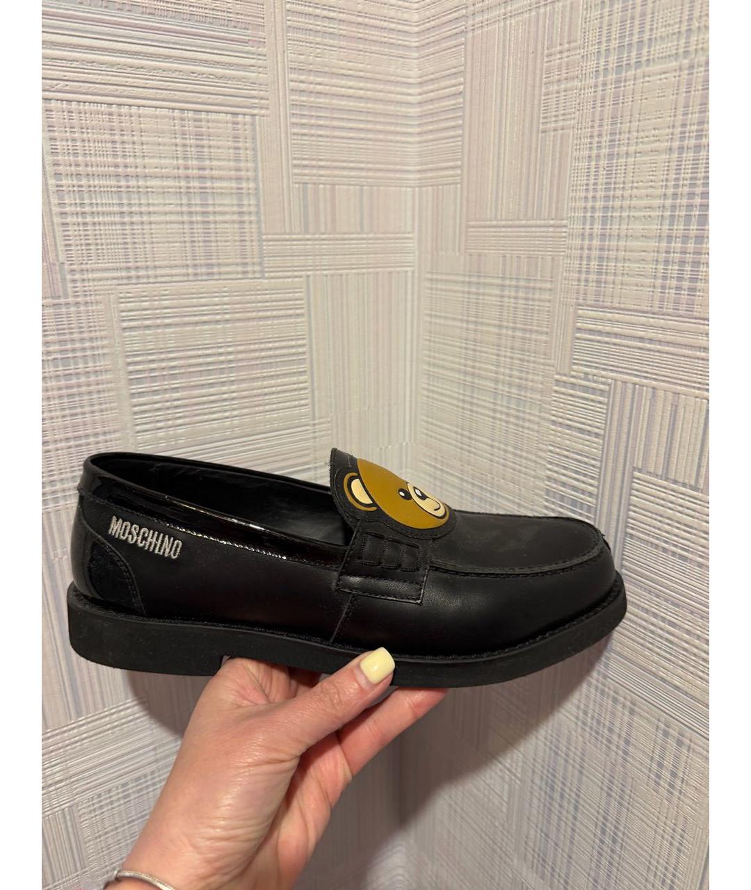 MOSCHINO Черные кожаные лоферы, фото 5