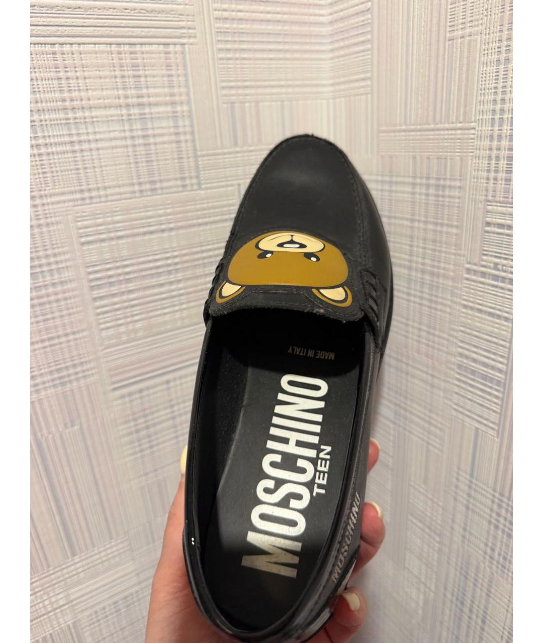 MOSCHINO Черные кожаные лоферы, фото 3