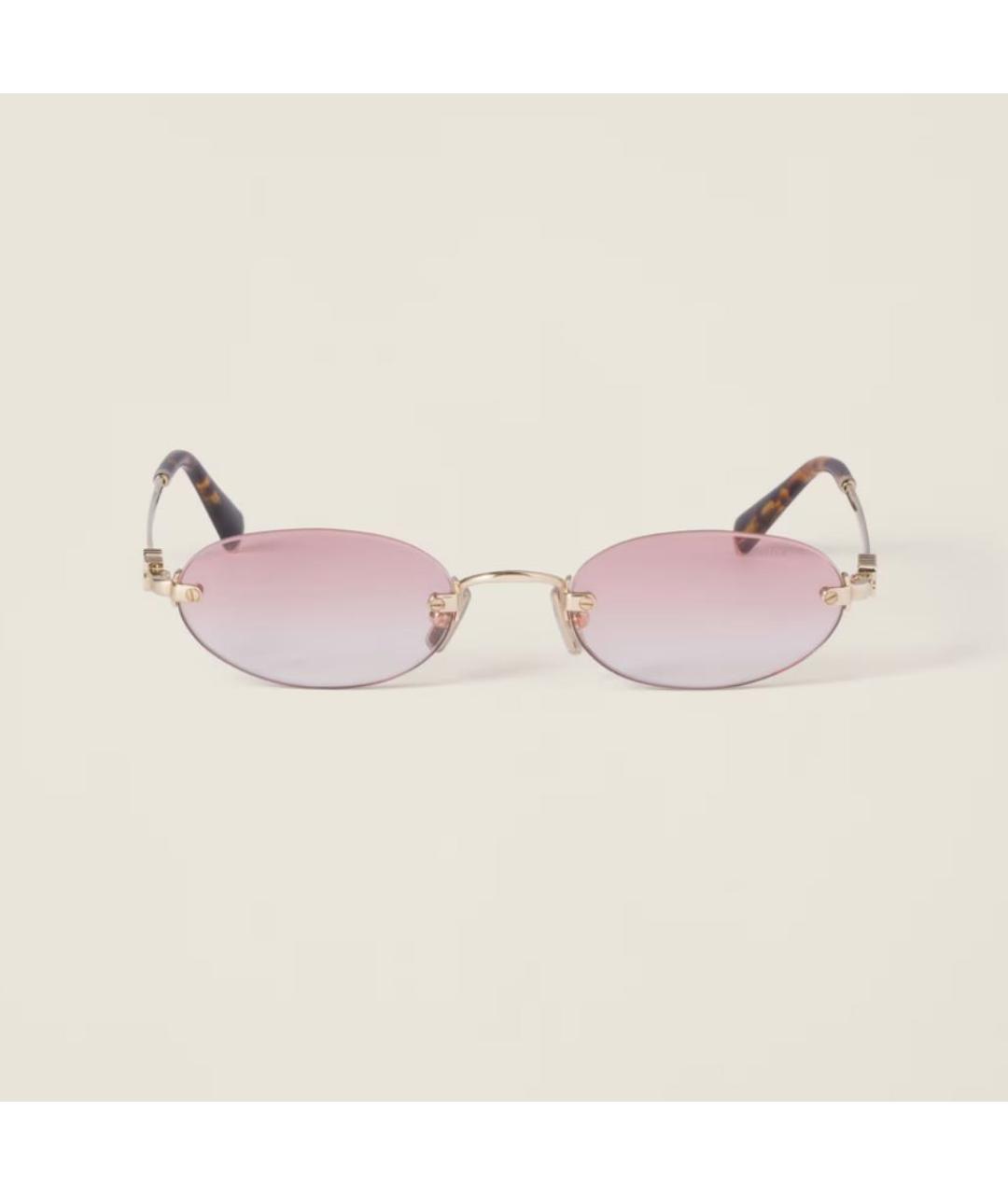 MIU MIU Розовые металлические солнцезащитные очки, фото 9
