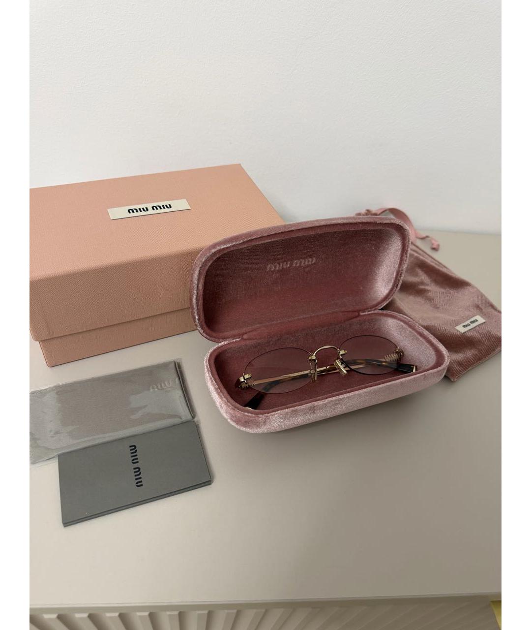 MIU MIU Розовые металлические солнцезащитные очки, фото 2