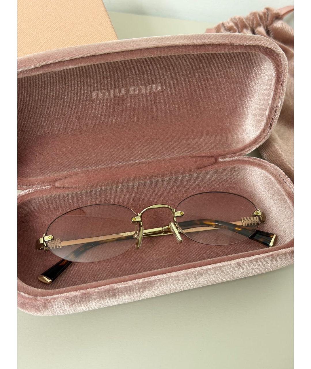 MIU MIU Розовые металлические солнцезащитные очки, фото 4