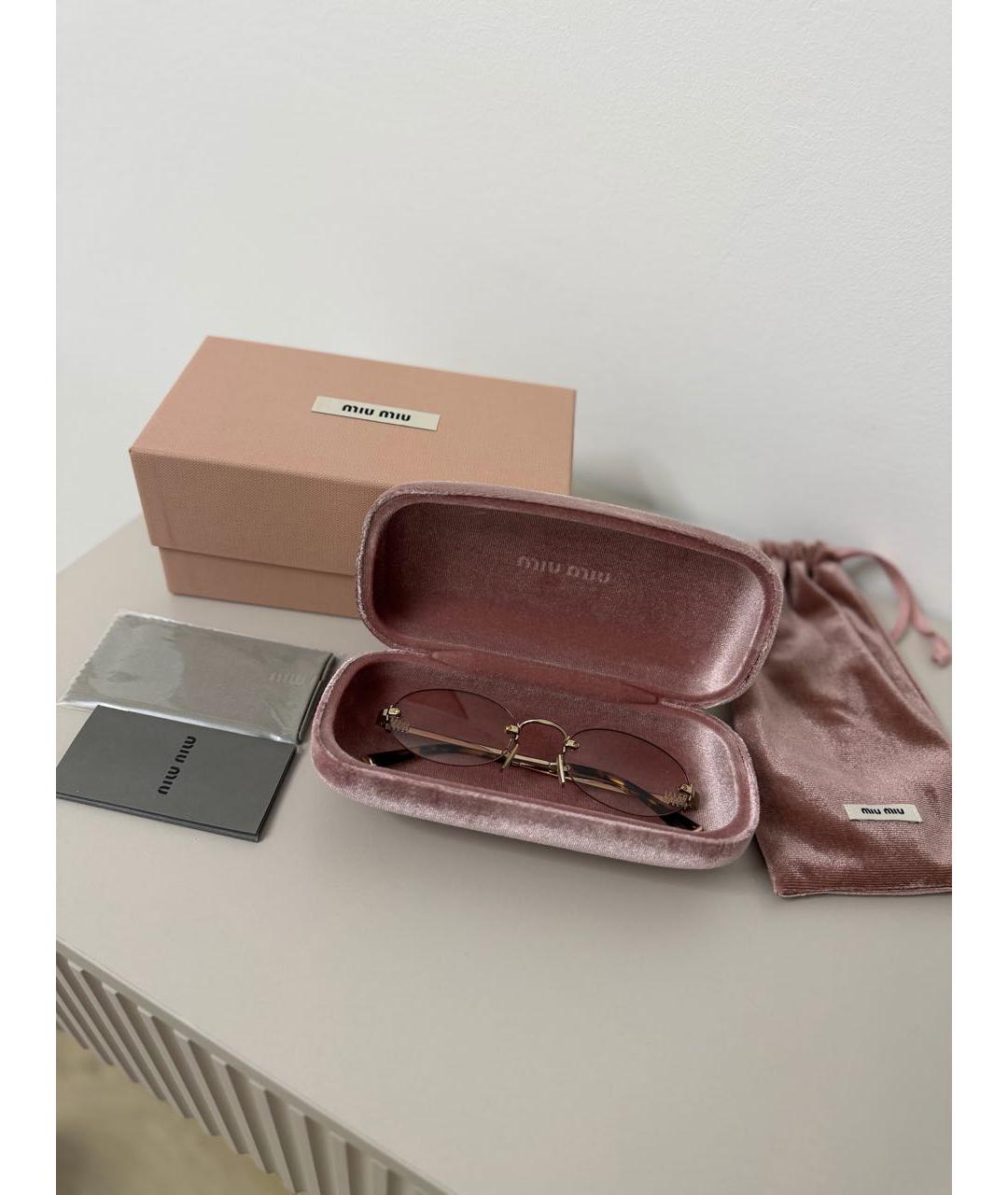 MIU MIU Розовые металлические солнцезащитные очки, фото 3