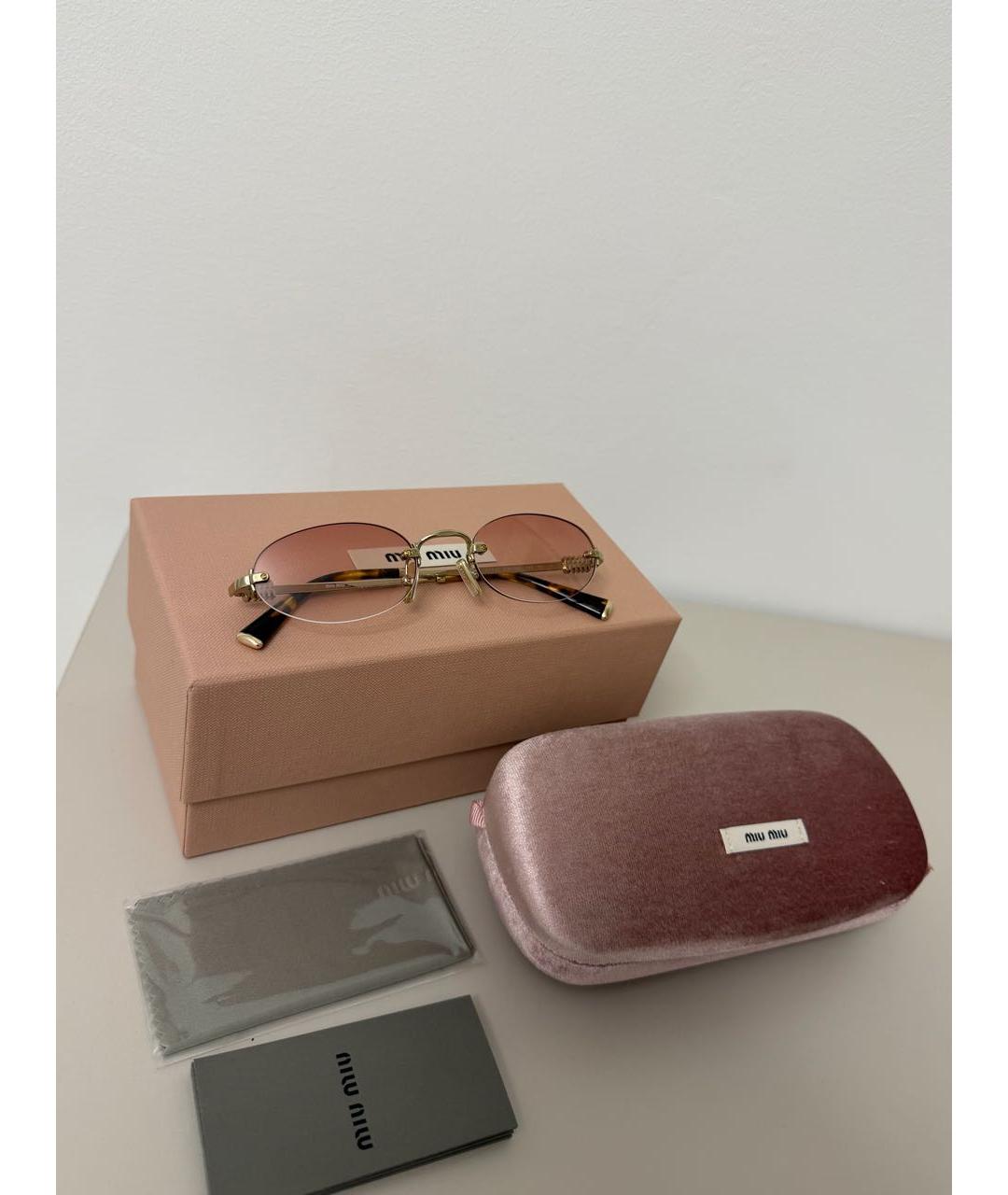MIU MIU Розовые металлические солнцезащитные очки, фото 5