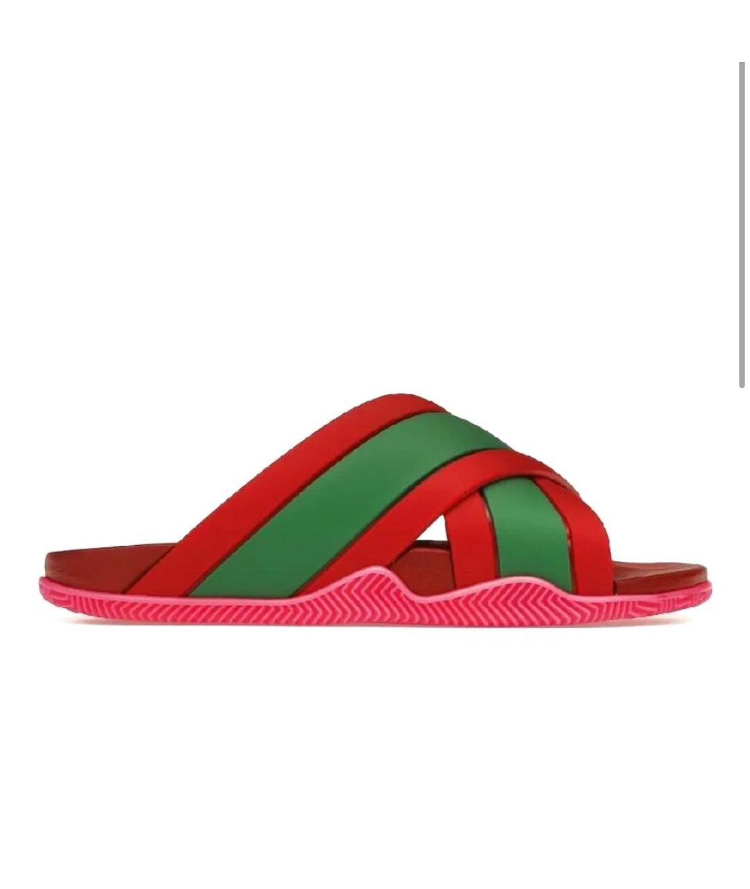 GUCCI Красные резиновые шлепанцы, фото 9