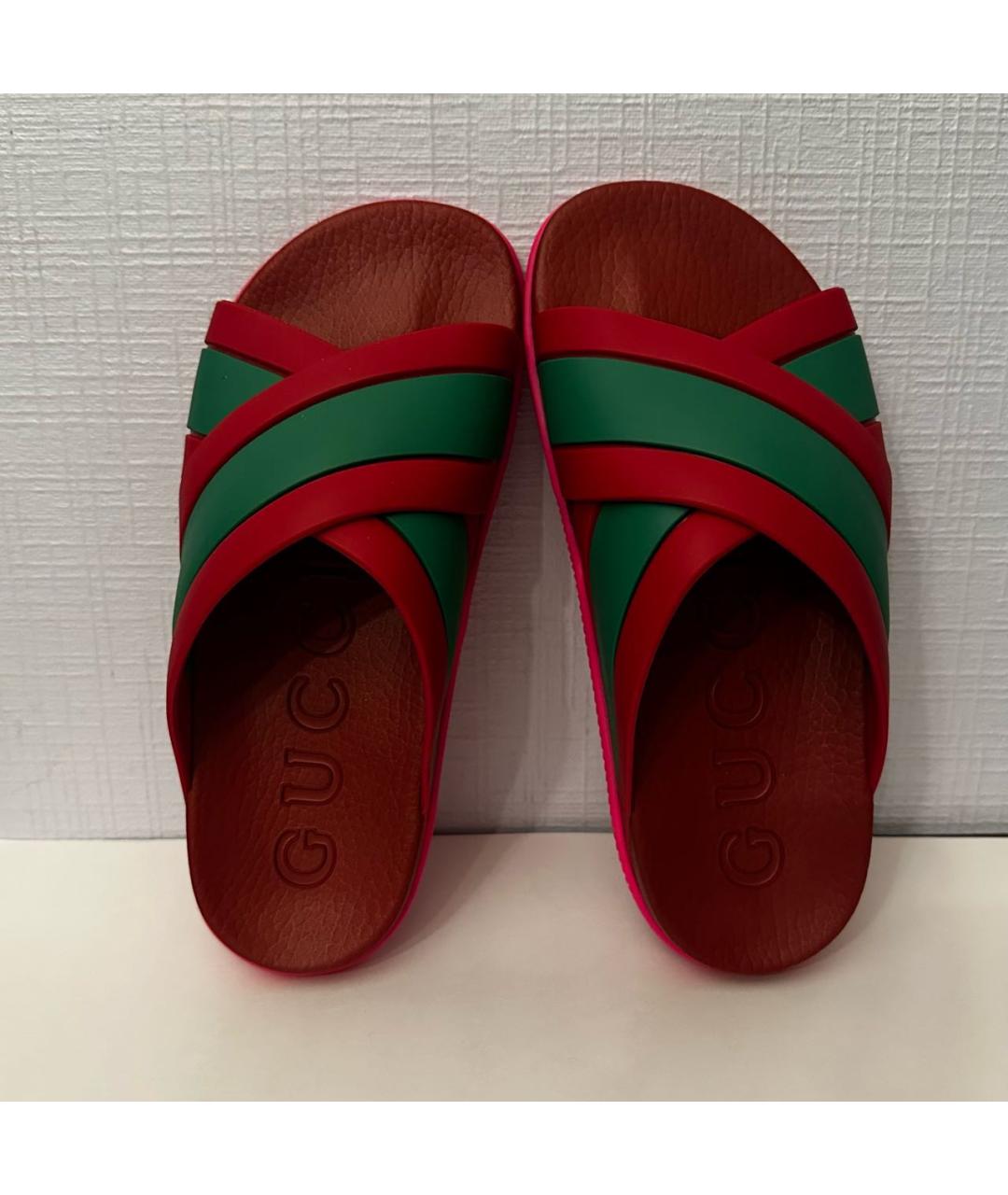 GUCCI Красные резиновые шлепанцы, фото 3