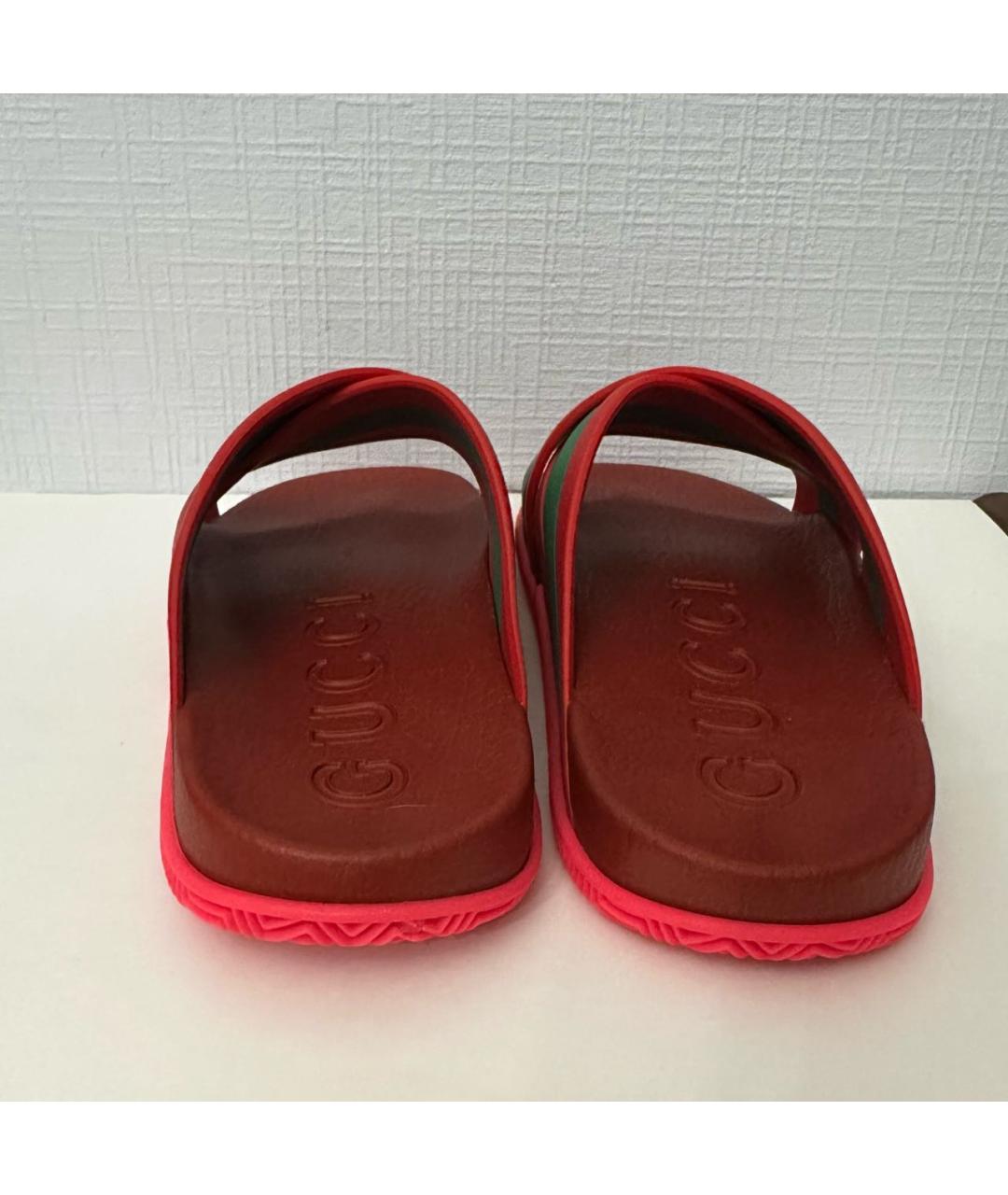 GUCCI Красные резиновые шлепанцы, фото 4