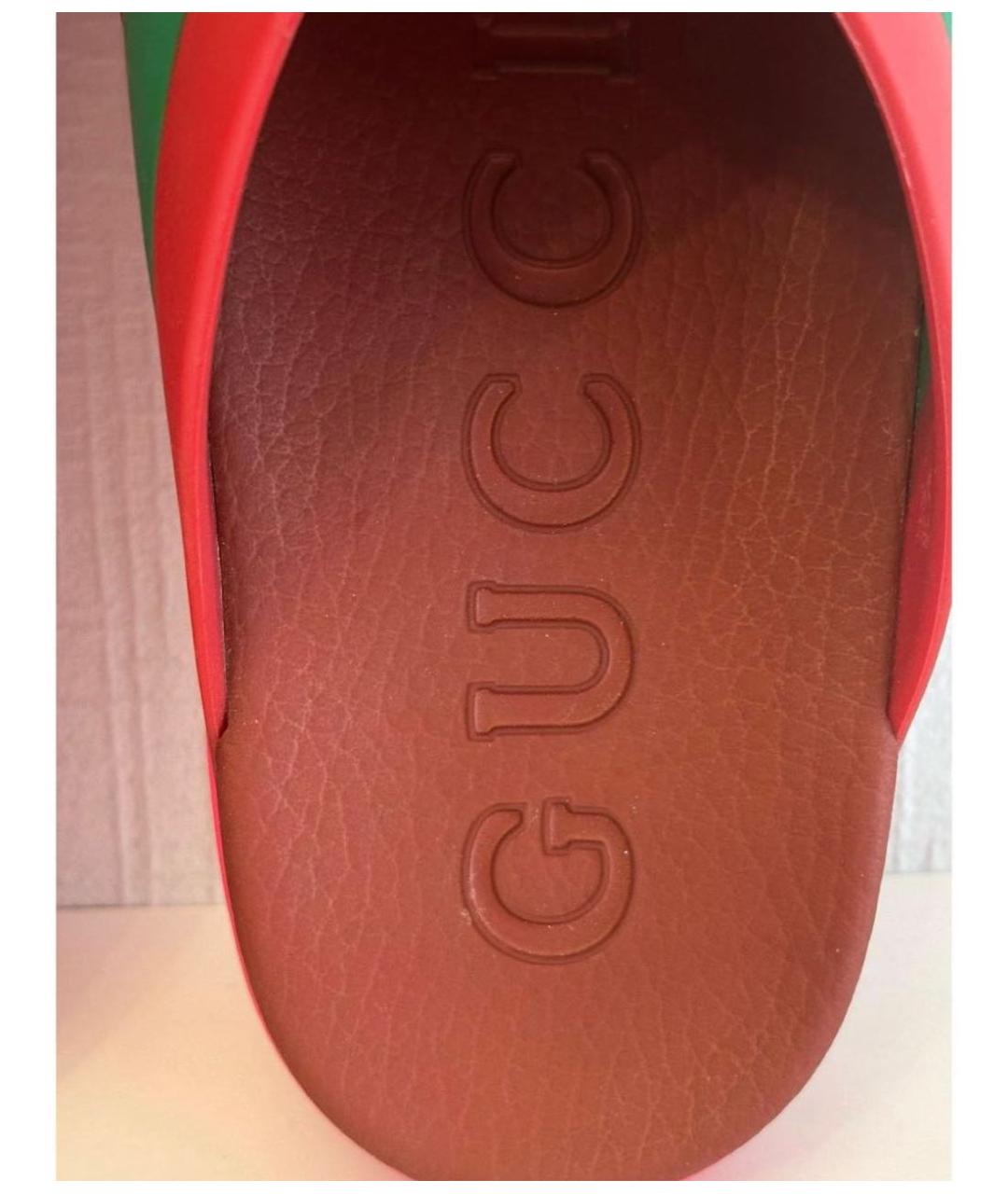 GUCCI Красные резиновые шлепанцы, фото 7