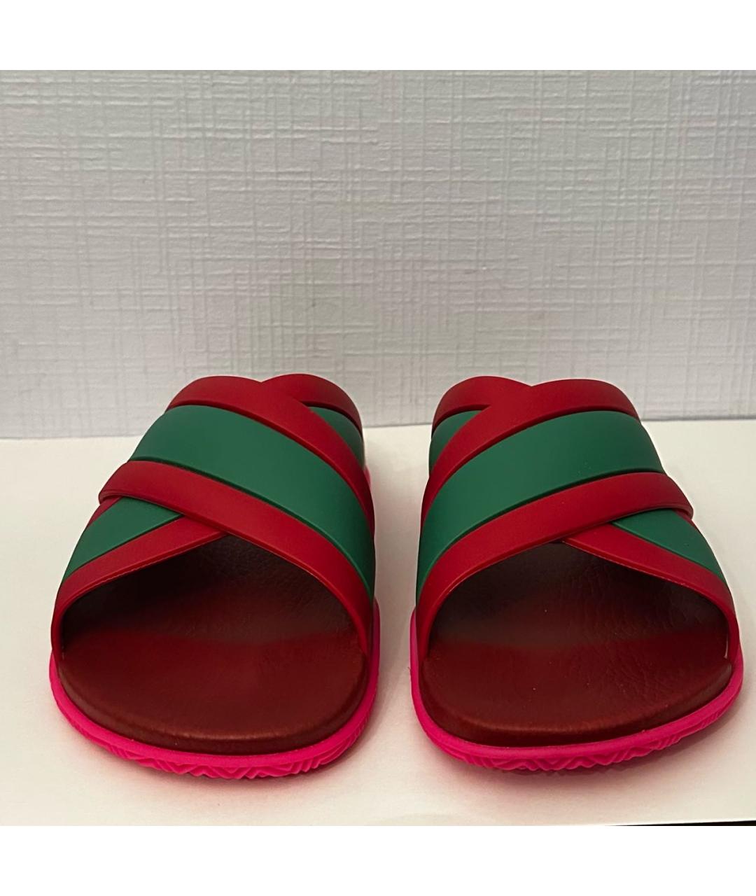 GUCCI Красные резиновые шлепанцы, фото 2