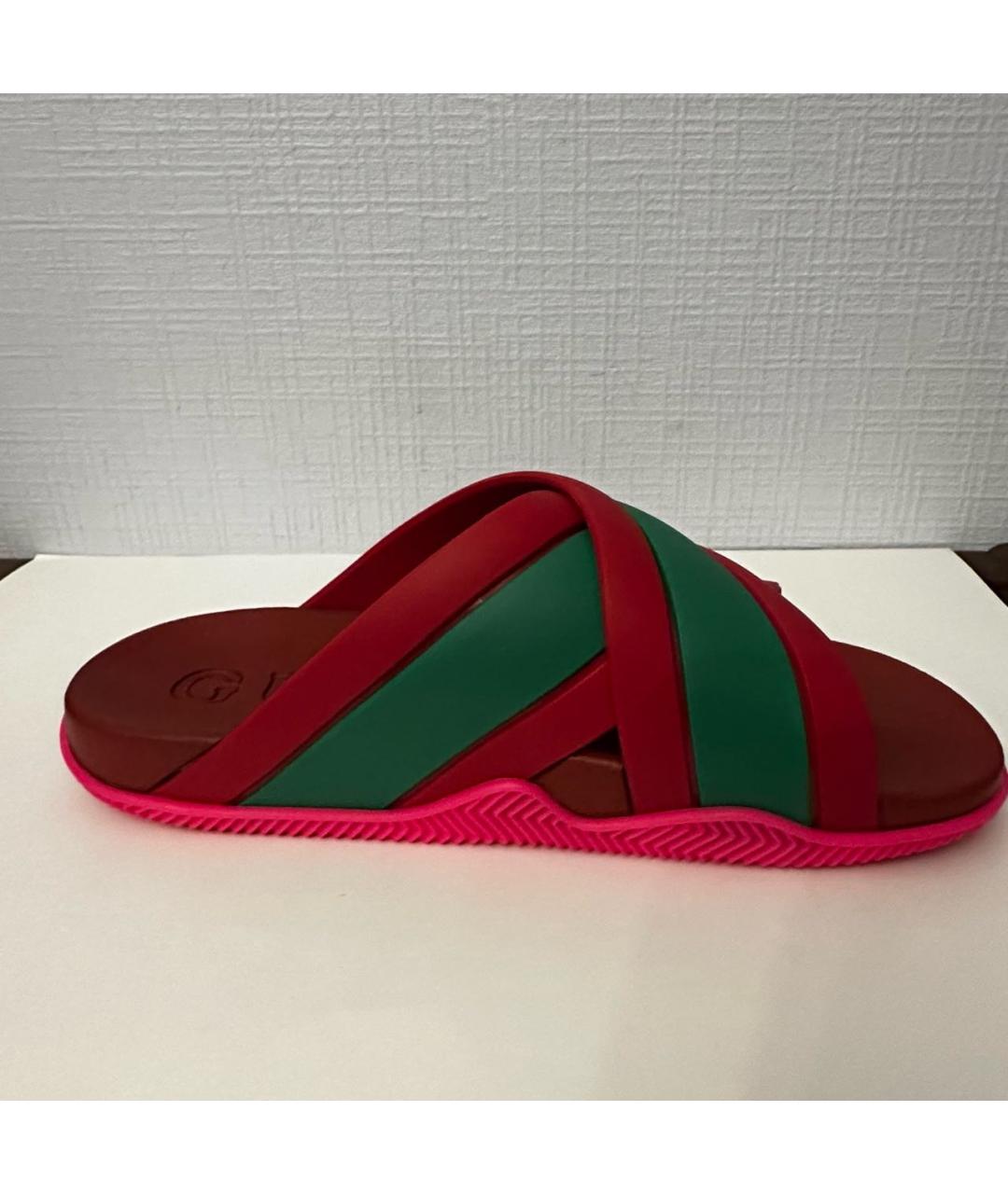GUCCI Красные резиновые шлепанцы, фото 8
