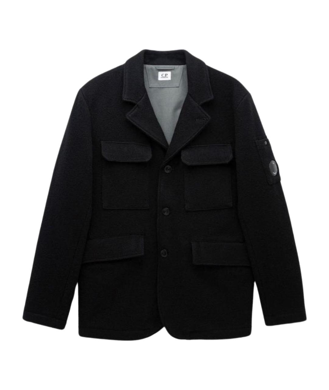 CP COMPANY Черное шерстяное пальто, фото 1