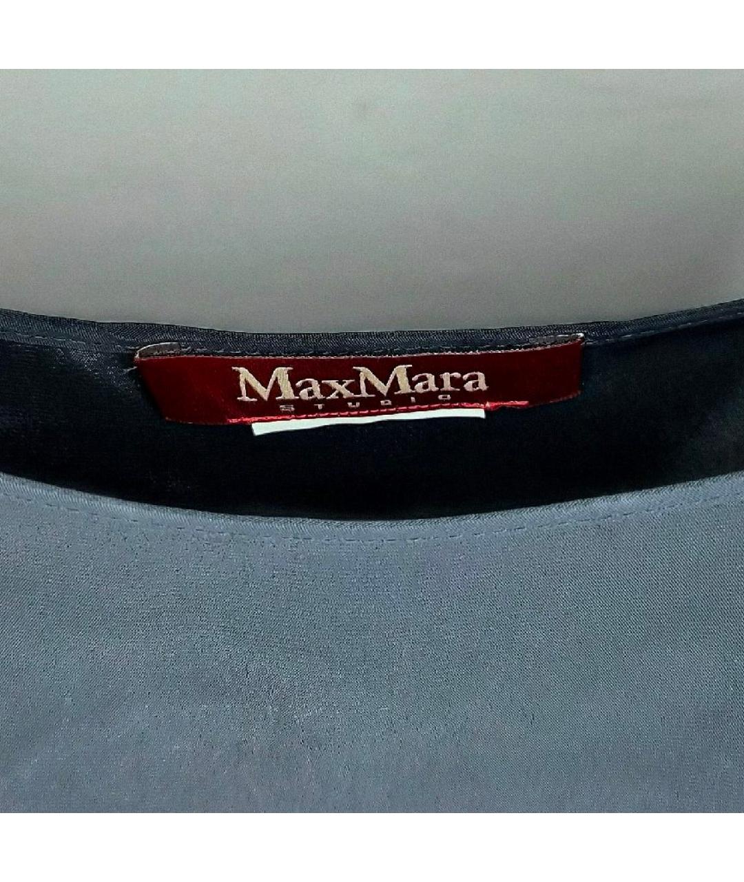 MAX MARA Темно-синяя шелковая блузы, фото 4