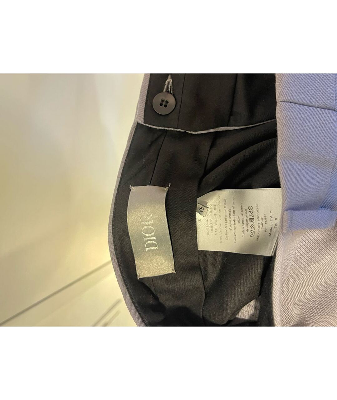 DIOR HOMME Серебряные шерстяные классические брюки, фото 3