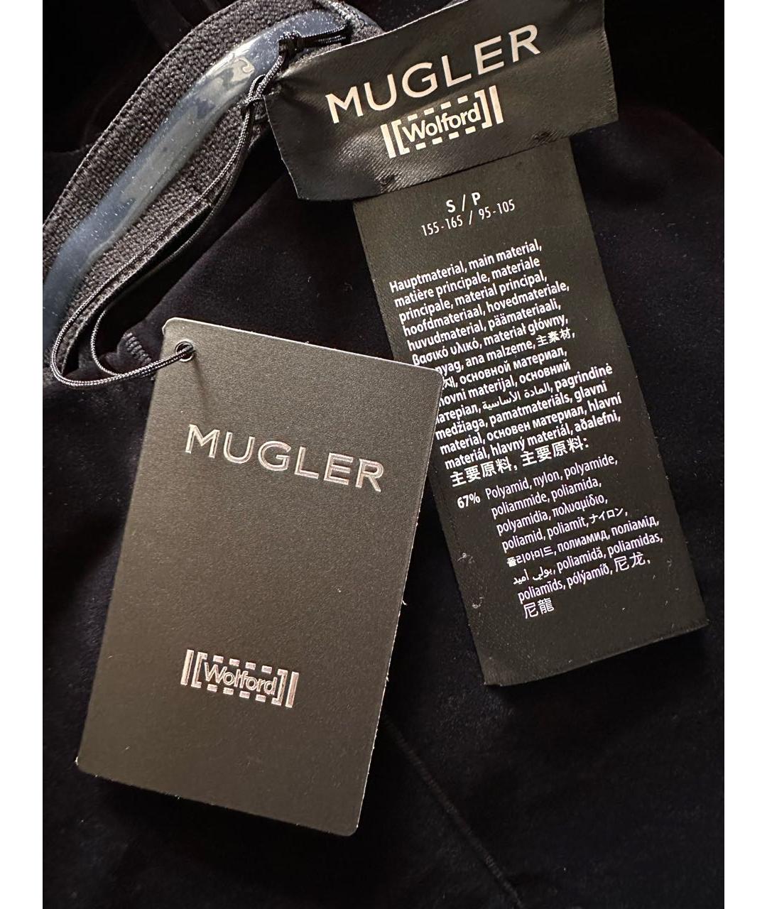 MUGLER Черные полиамидовые леггинсы и велосипедки, фото 4