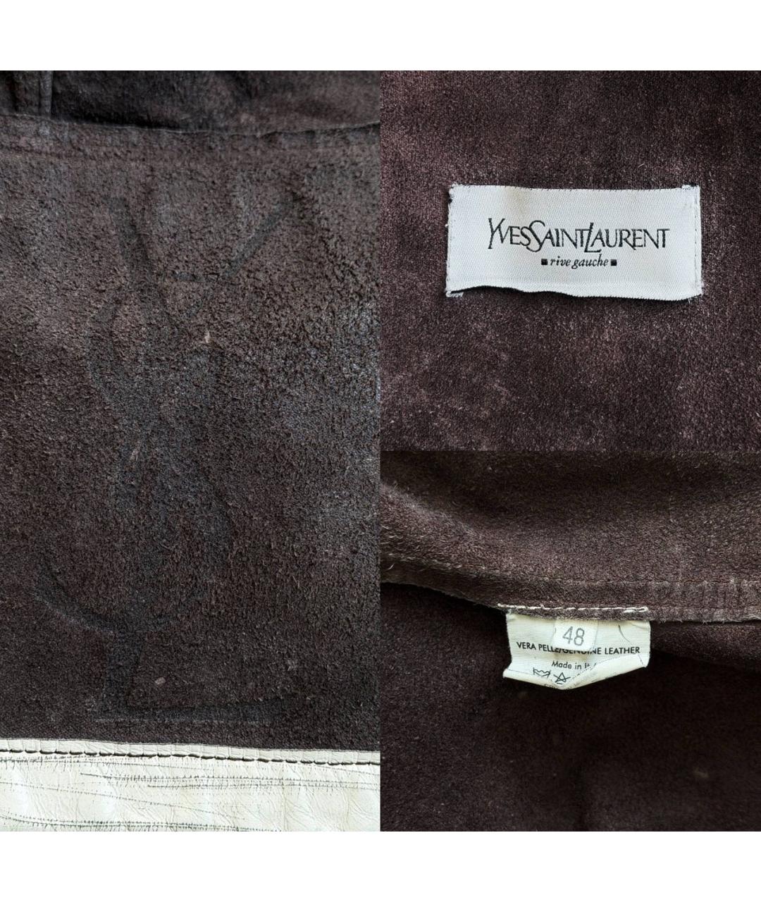 SAINT LAURENT Бежевая кожаная куртка, фото 4