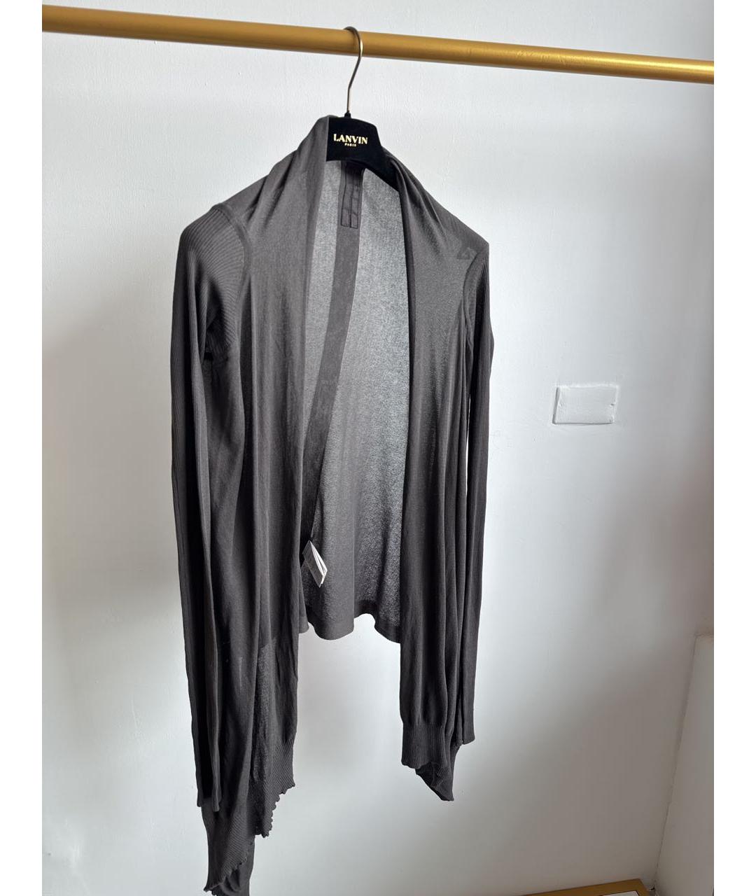 RICK OWENS Серый шелковый кардиган, фото 3