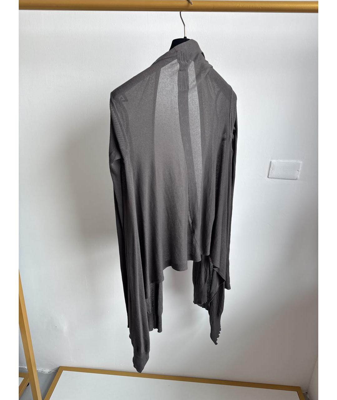 RICK OWENS Серый шелковый кардиган, фото 2