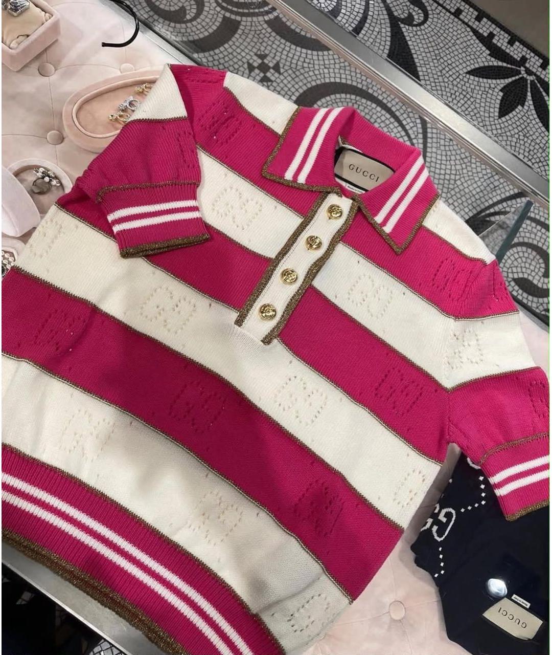 GUCCI Коралловая хлопковая футболка, фото 3
