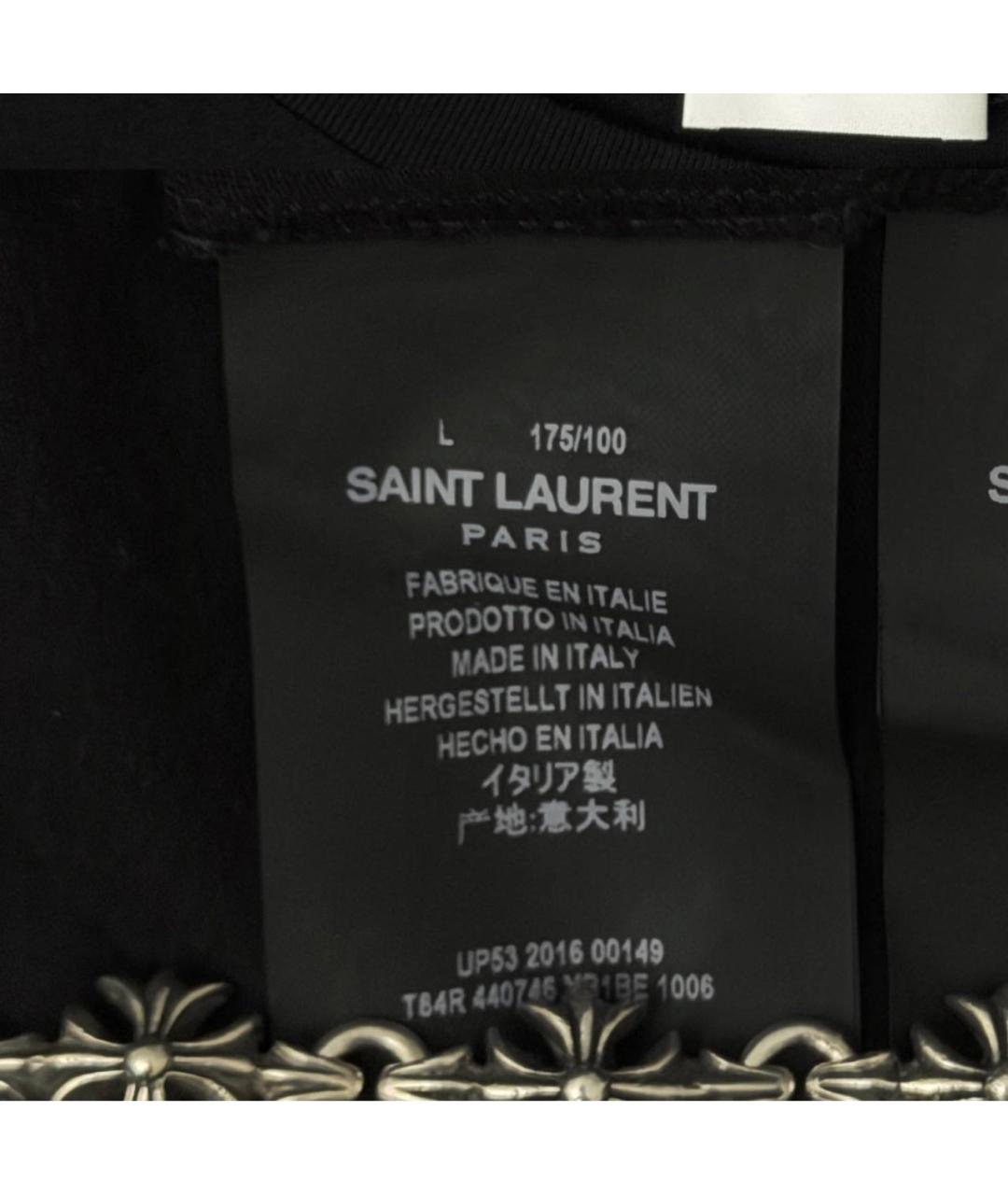 SAINT LAURENT Черная хлопковая футболка, фото 2