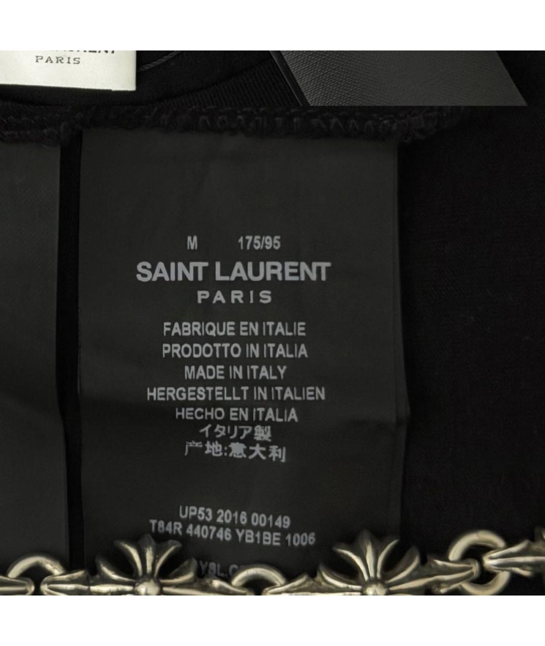 SAINT LAURENT Черная хлопковая футболка, фото 2