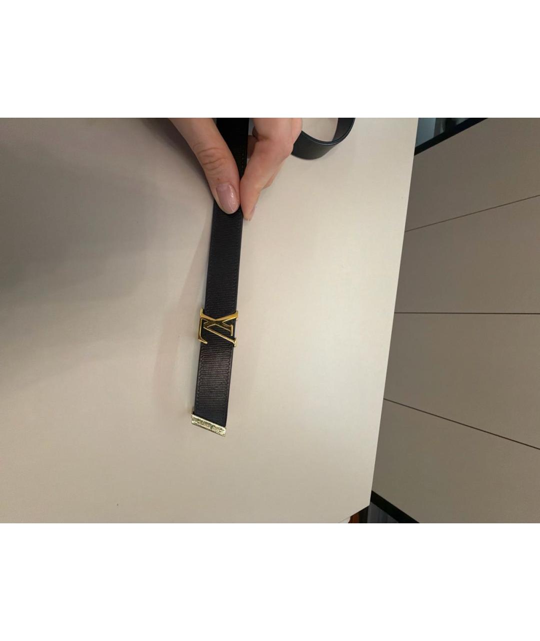 LOUIS VUITTON Черный кожаный ремень, фото 2
