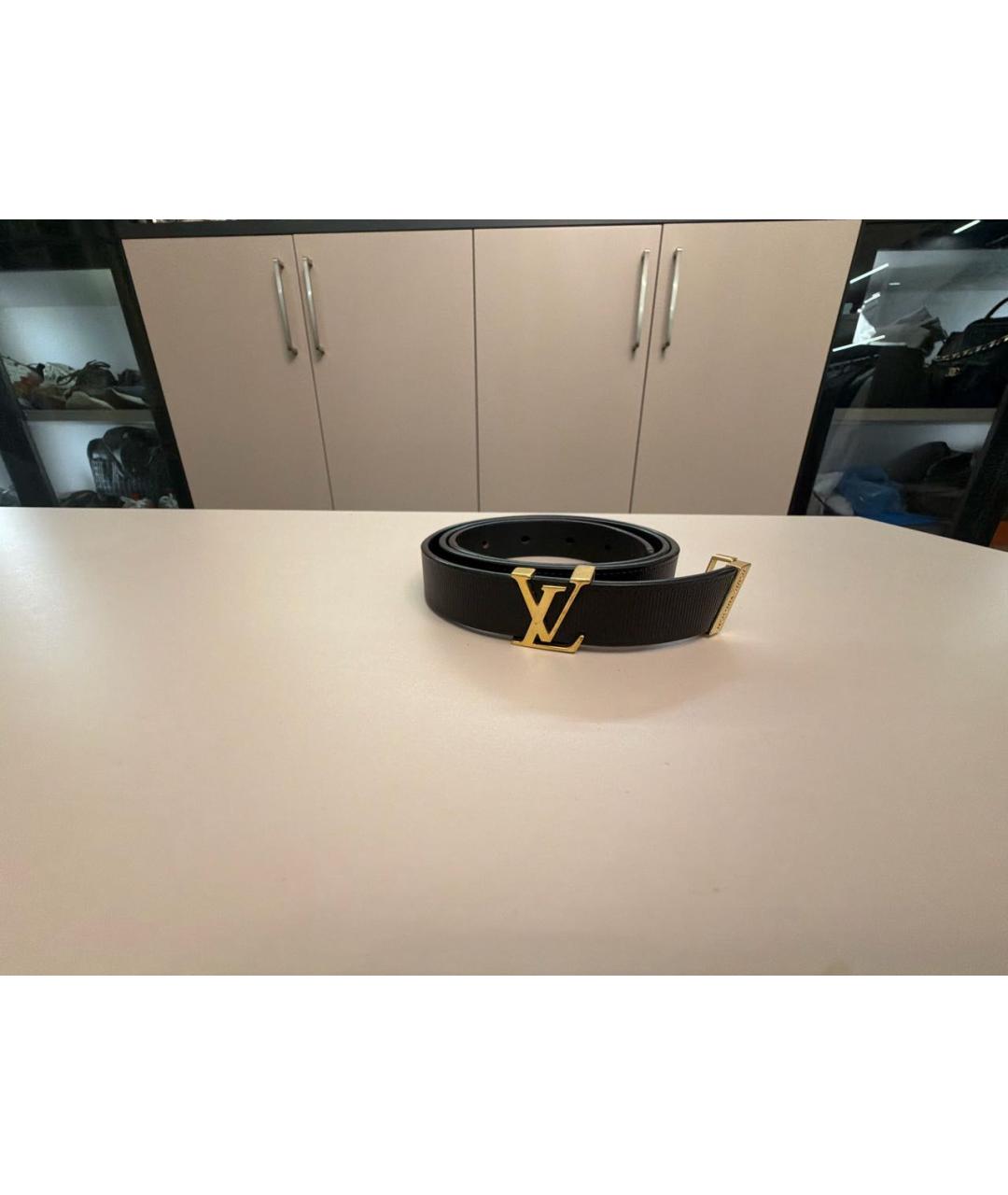LOUIS VUITTON Черный кожаный ремень, фото 5