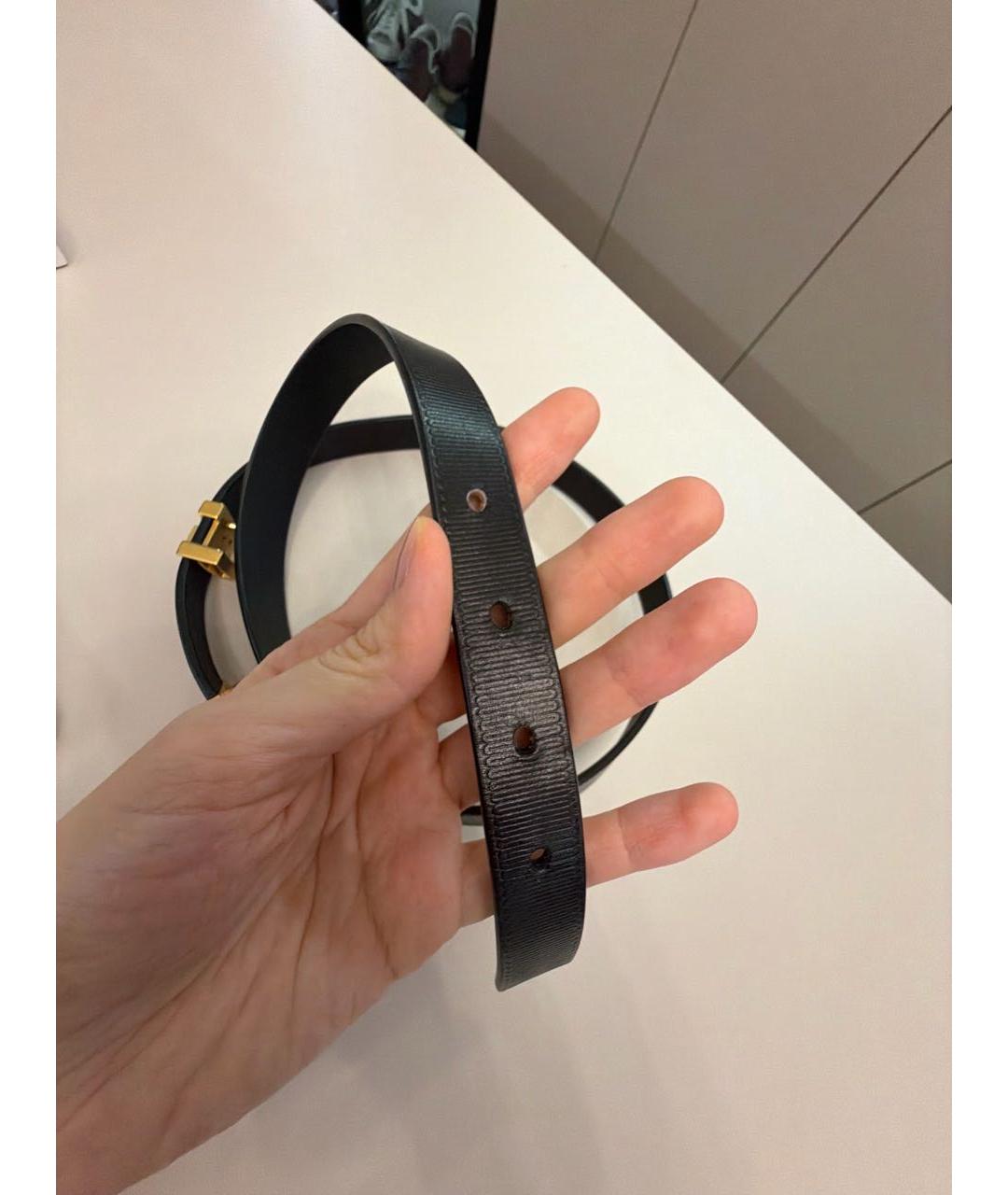 LOUIS VUITTON Черный кожаный ремень, фото 4
