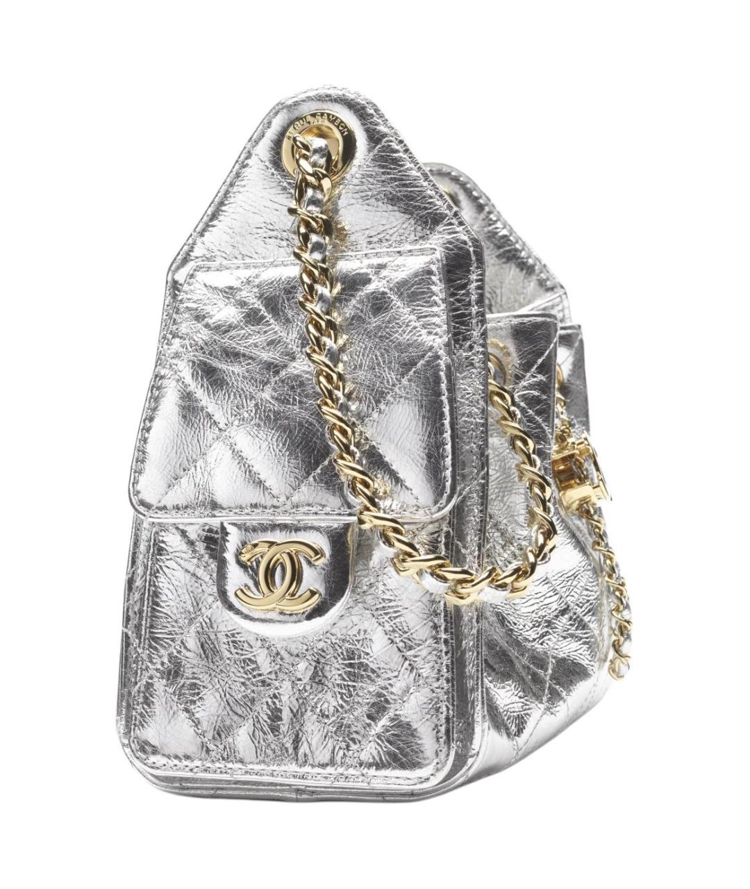CHANEL Серебряная сумка через плечо, фото 3