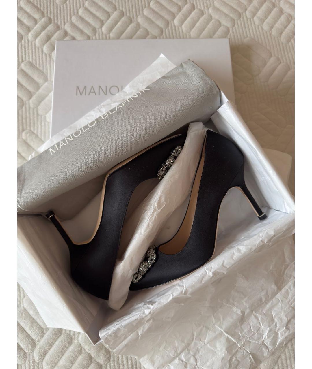 MANOLO BLAHNIK Черные текстильные туфли, фото 6