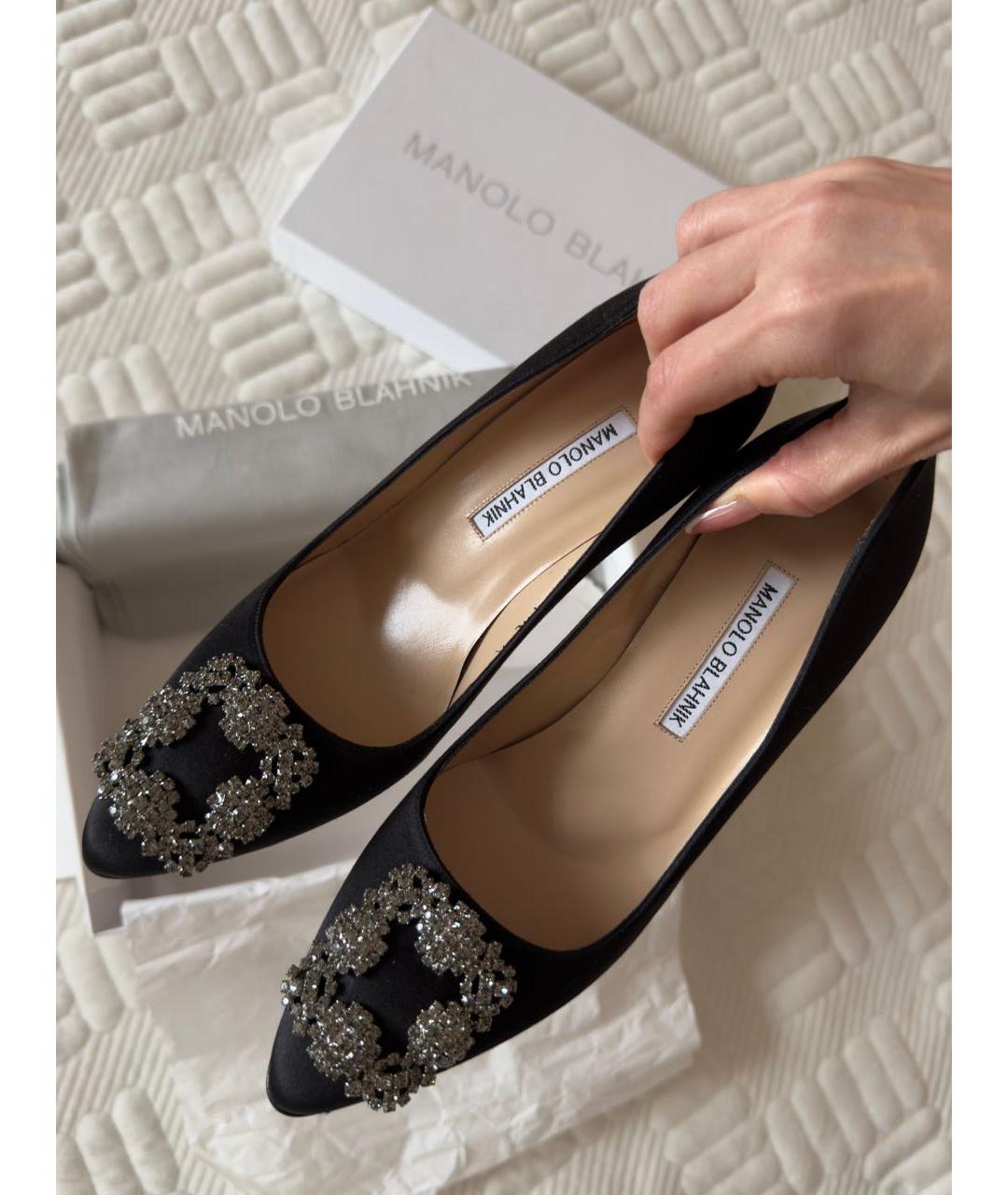 MANOLO BLAHNIK Черные текстильные туфли, фото 4