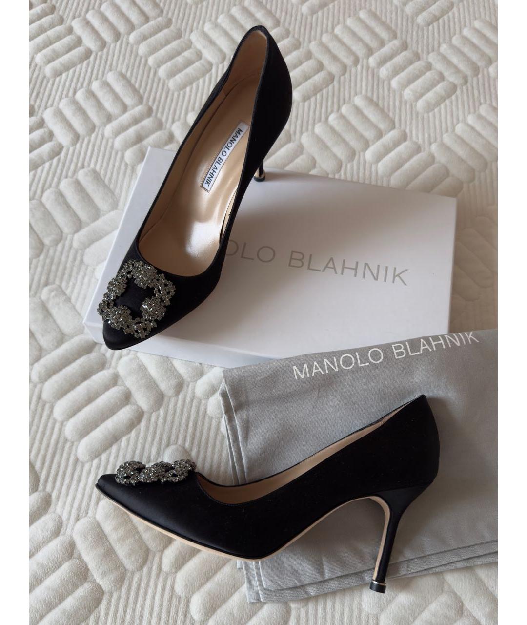 MANOLO BLAHNIK Черные текстильные туфли, фото 8