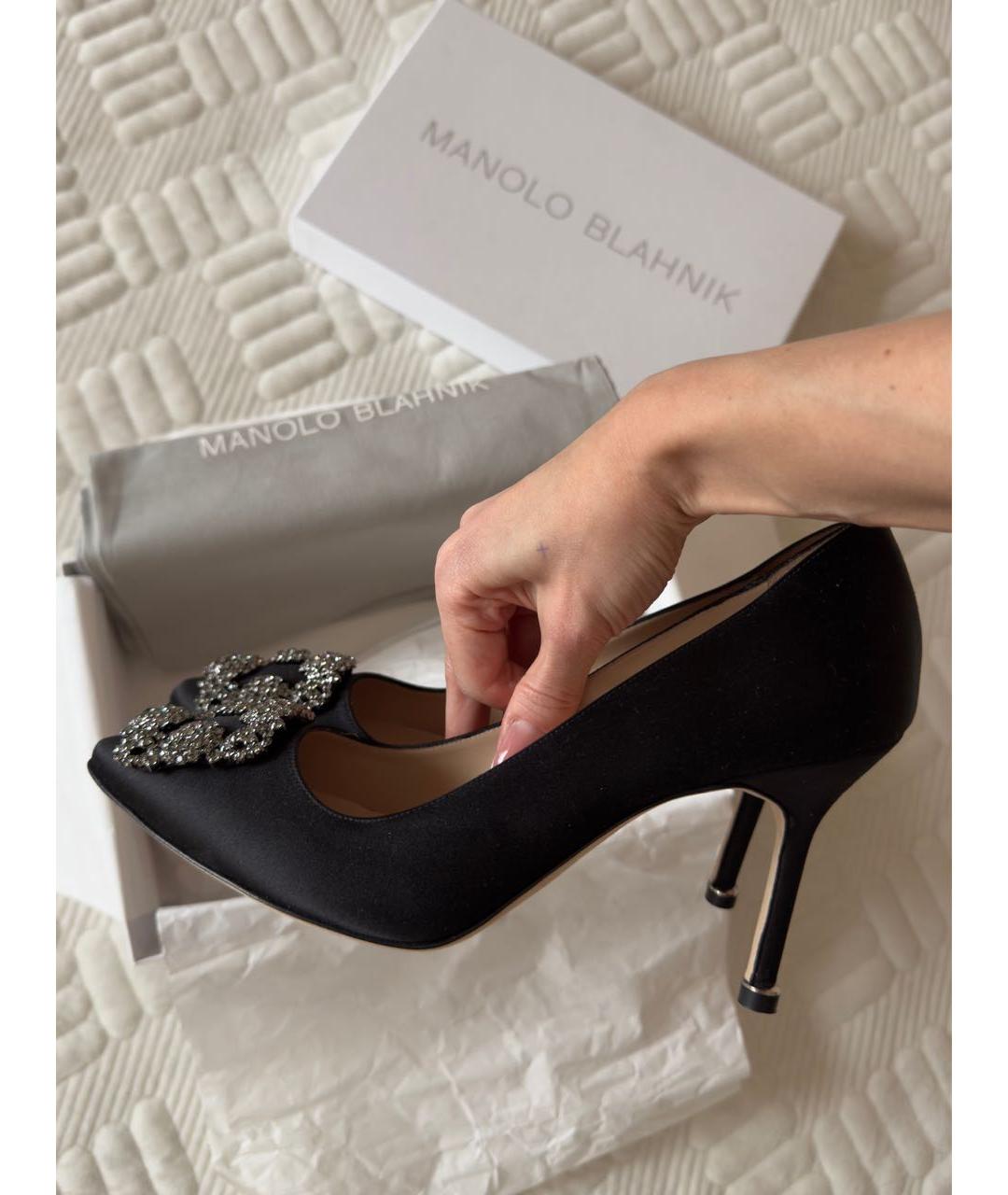 MANOLO BLAHNIK Черные текстильные туфли, фото 3