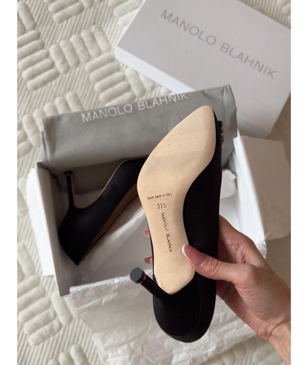 MANOLO BLAHNIK Черные текстильные туфли, фото 5
