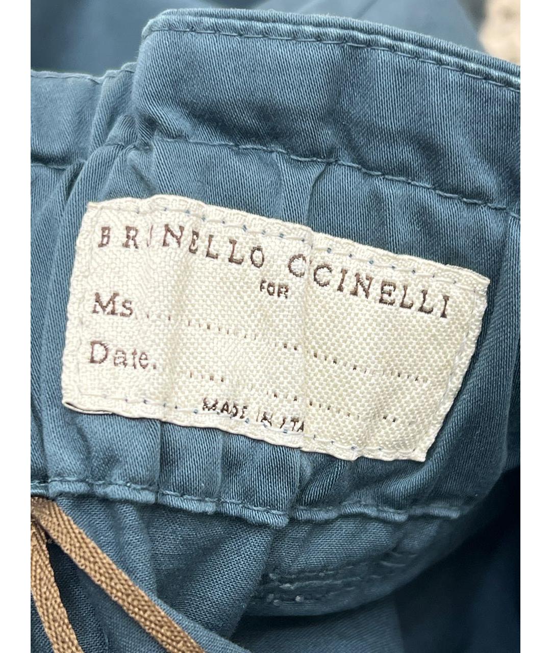 BRUNELLO CUCINELLI Синие хлопковые брюки узкие, фото 6