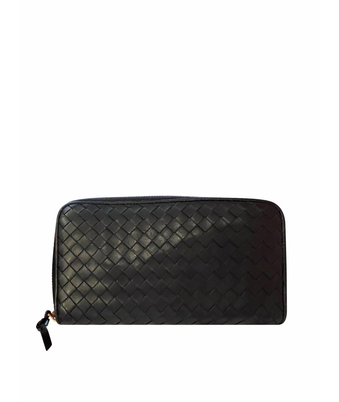 BOTTEGA VENETA Черный кожаный кошелек, фото 1