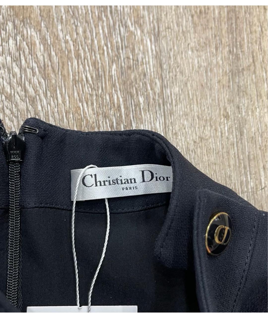 CHRISTIAN DIOR Черное шерстяное повседневное платье, фото 4