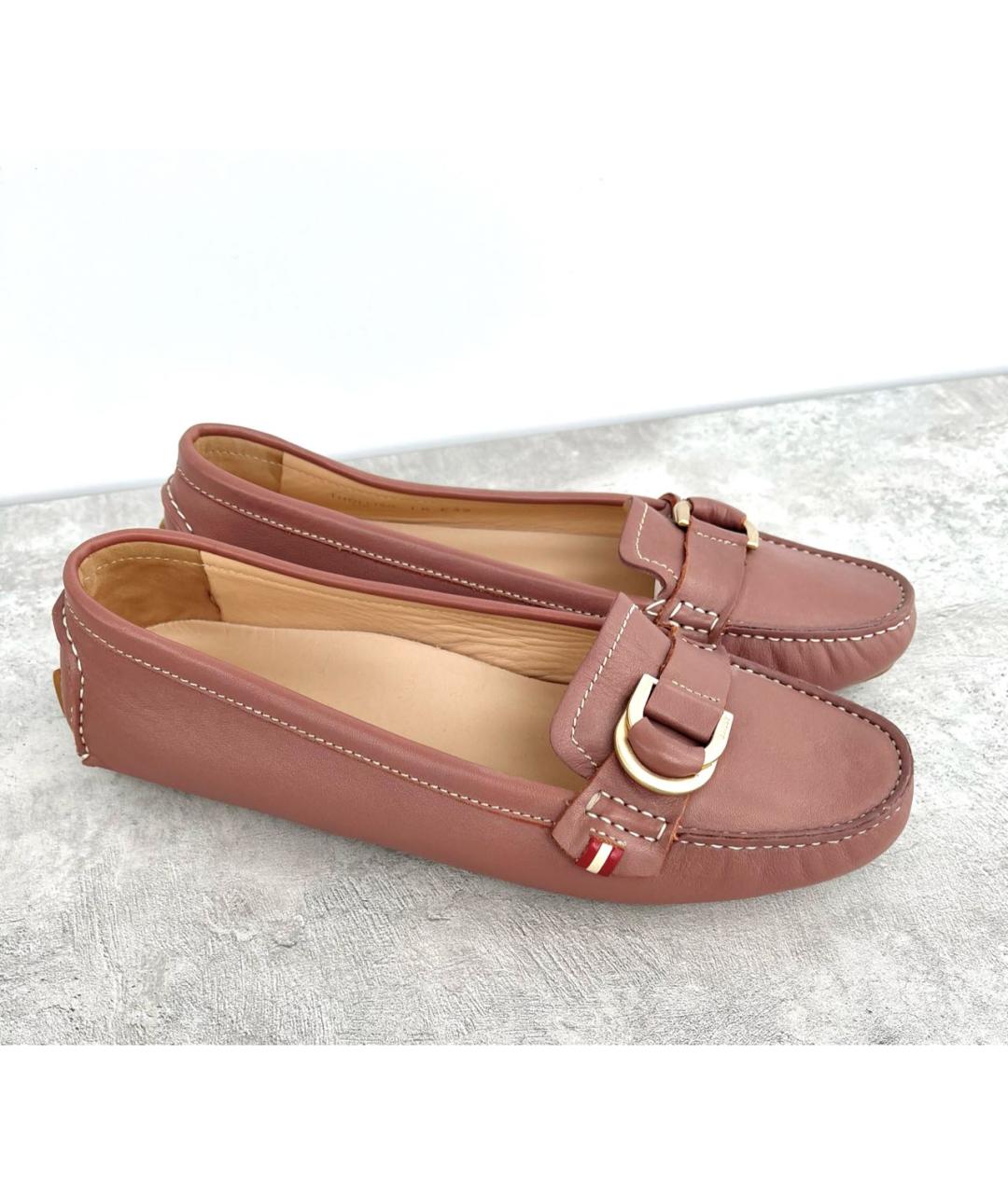 BALLY Розовые кожаные мокасины, фото 9