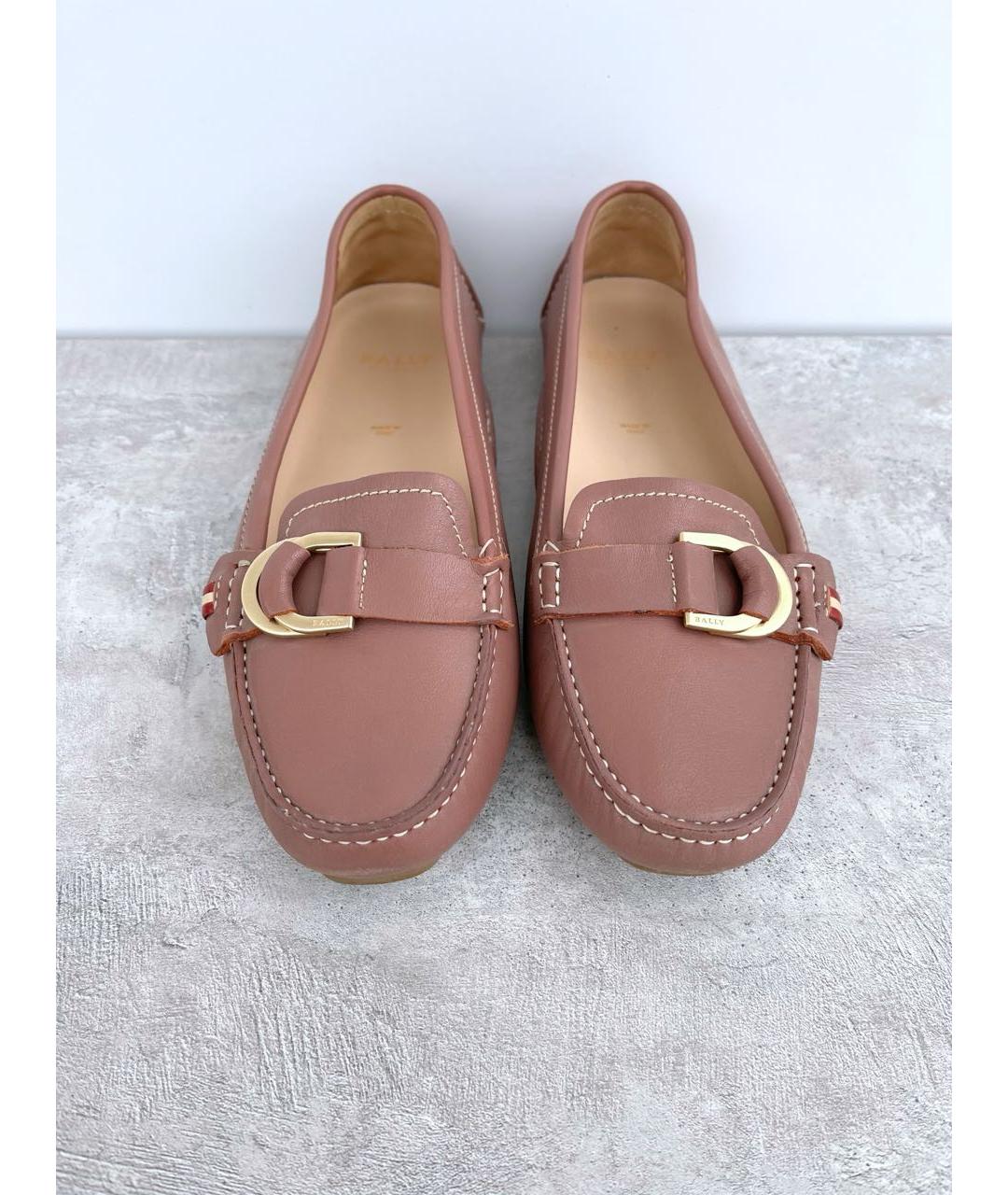 BALLY Розовые кожаные мокасины, фото 2