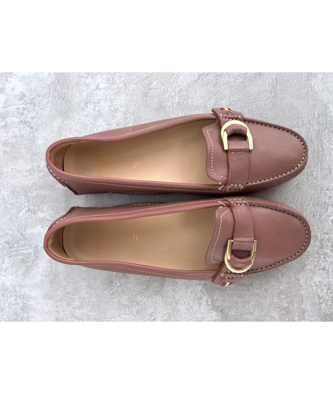 BALLY Розовые кожаные мокасины, фото 5