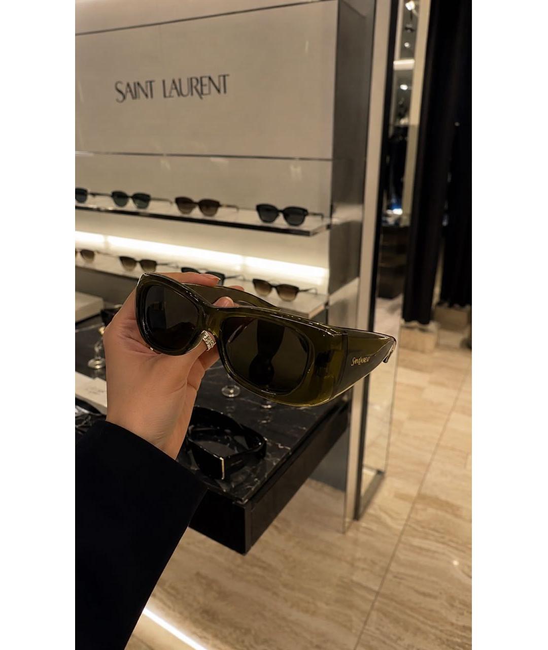 SAINT LAURENT Хаки пластиковые солнцезащитные очки, фото 5