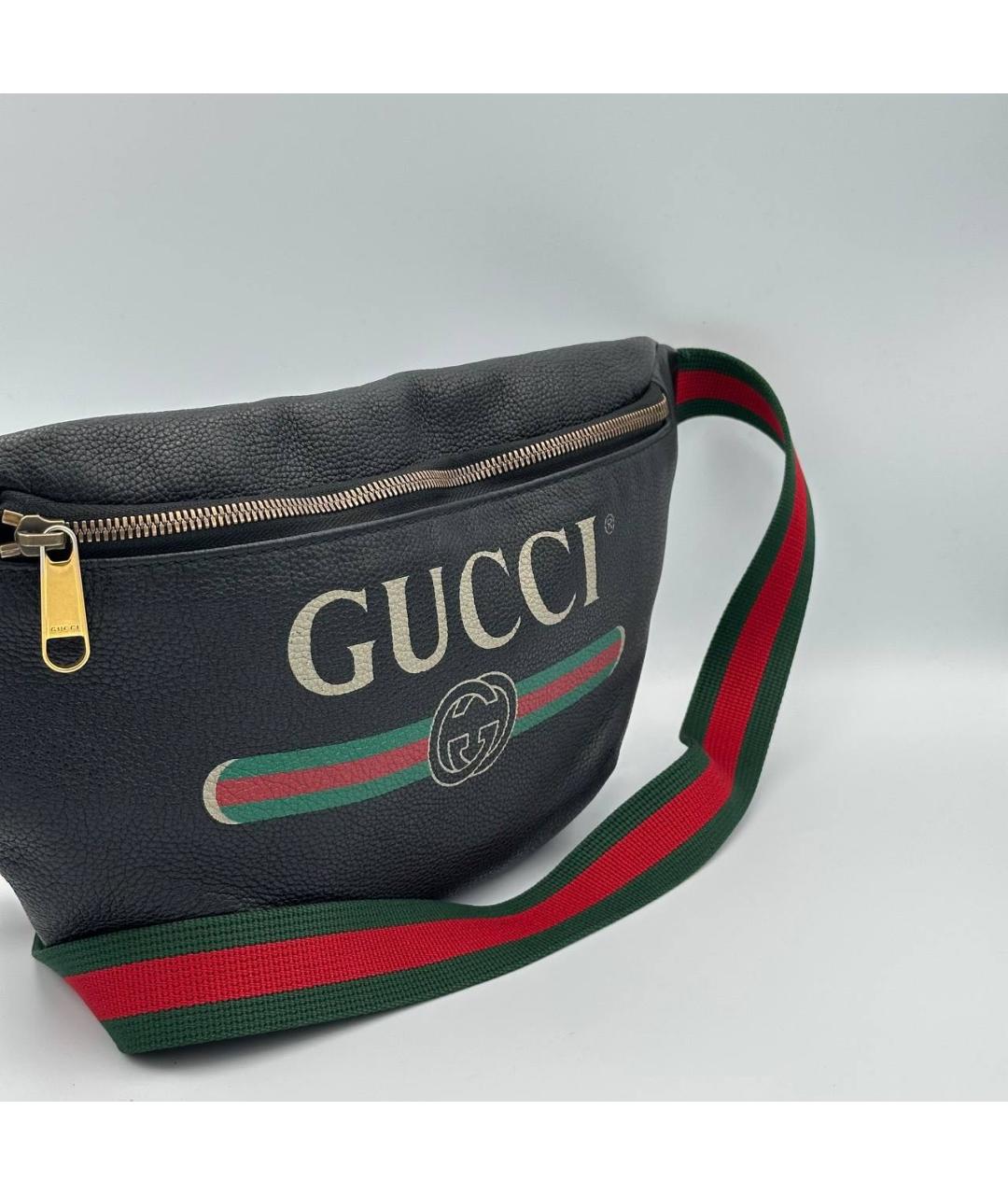 GUCCI Черная кожаная поясная сумка, фото 2