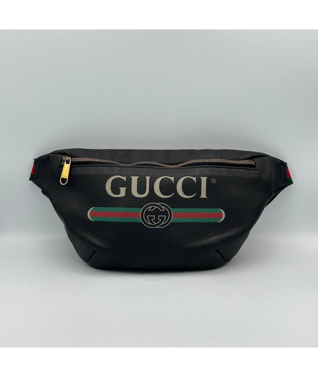 GUCCI Черная кожаная поясная сумка, фото 4