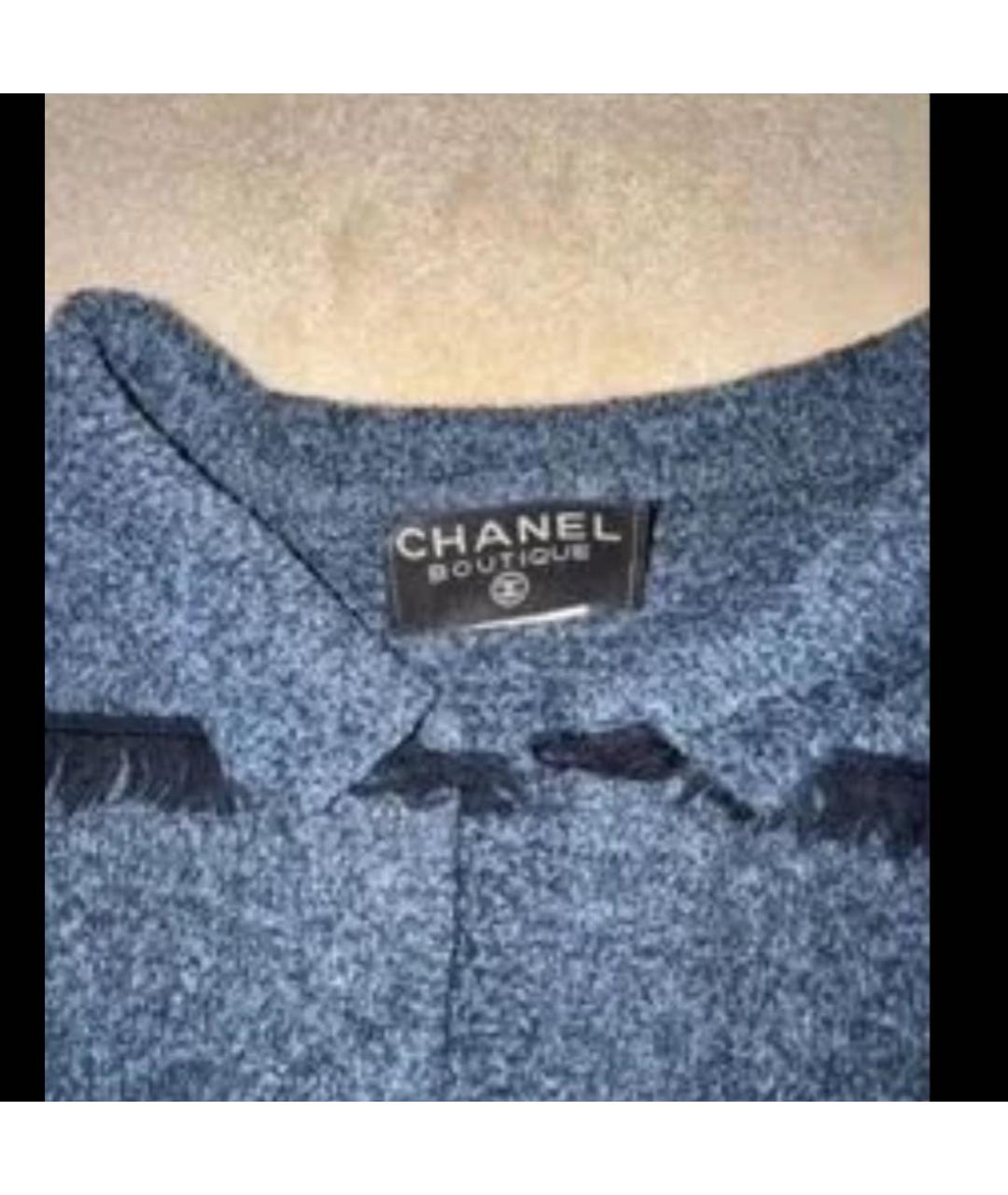 CHANEL Синий твидовый жакет/пиджак, фото 3