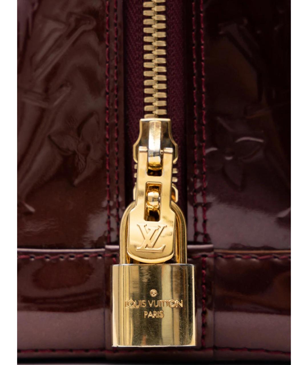 LOUIS VUITTON Бордовая кожаная сумка с короткими ручками, фото 4