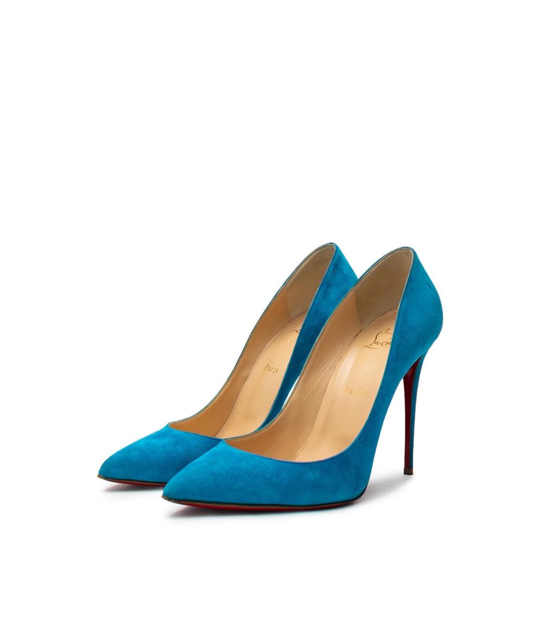 CHRISTIAN LOUBOUTIN Голубые замшевые туфли, фото 2