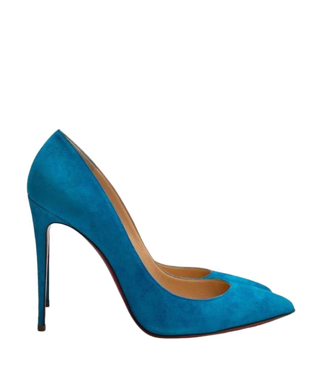 CHRISTIAN LOUBOUTIN Голубые замшевые туфли, фото 1