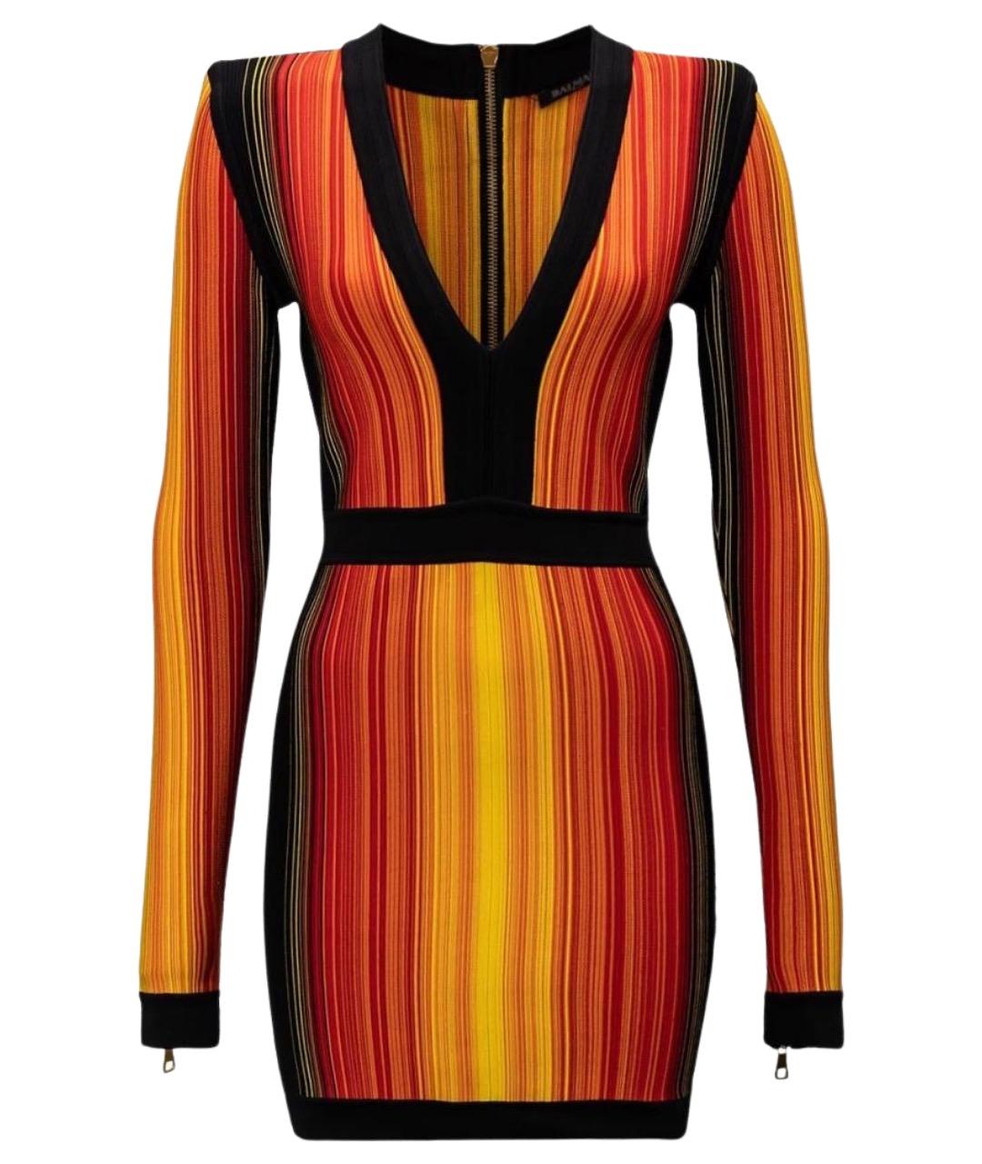 BALMAIN Оранжевое вискозное повседневное платье, фото 1