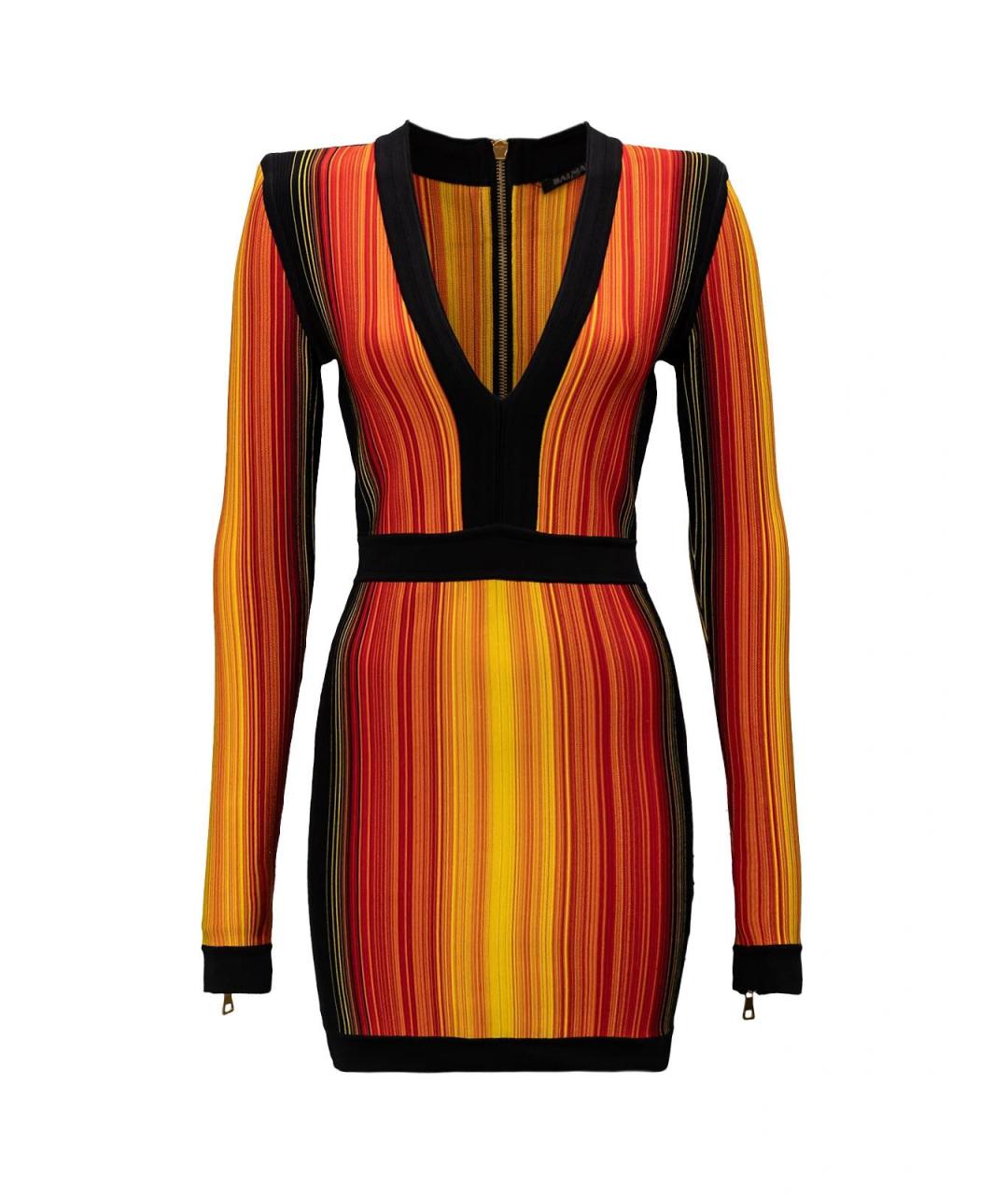 BALMAIN Оранжевое вискозное повседневное платье, фото 4